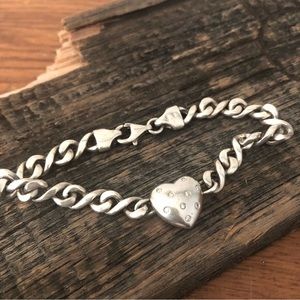 Mixed Metal and Chain Heart Charm Bracelet - great Valentines Day Gift!